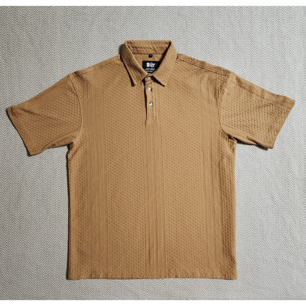 The Souled Store Mens Tan Textured Honeycomb Knit Polo Shirt Short Sleeve Size M
